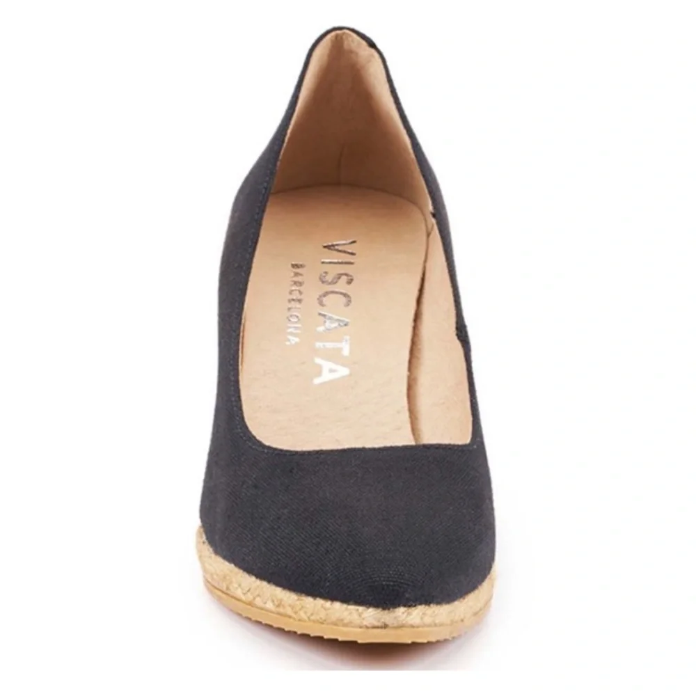 Black Espadrille Wedge Pumps - Women's Classic Style